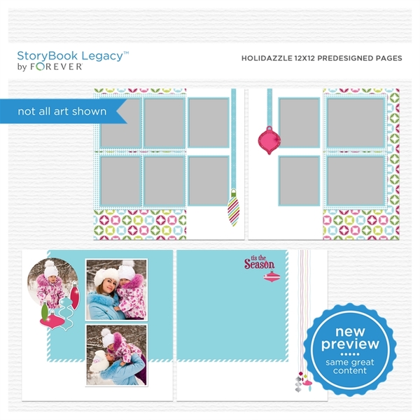 Holidazzle 12x12 Predesigned Pages Digital Art - Digital Scrapbooking Kits