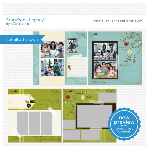 Recipe 12x12 Predesigned Book Digital Art - Digital Scrapbooking Kits