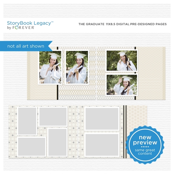 The Graduate 11x8.5 Digital Predesigned Pages Digital Art - Digital Scrapbooking Kits