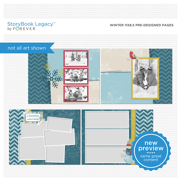 Winter 11x8.5 Predesigned Pages Digital Art - Digital Scrapbooking Kits