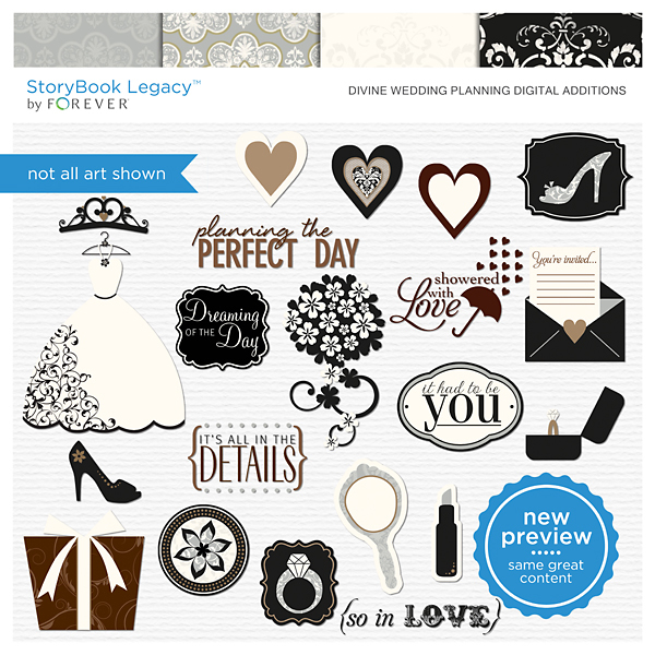 Divine Wedding Planning Digital Additions Digital Art - Digital Scrapbooking Kits