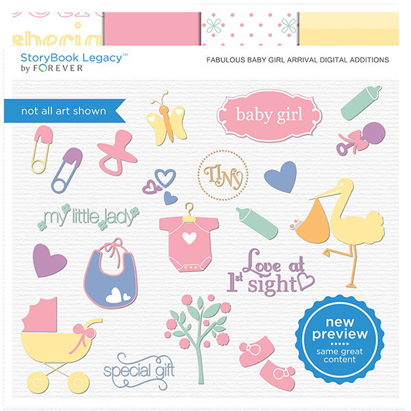 Fabulous Baby Girl Arrival Digital Additions Digital Art - Digital Scrapbooking Kits
