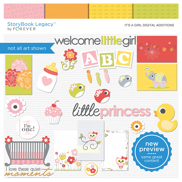 It's A Girl Digital Additions Digital Art - Digital Scrapbooking Kits
