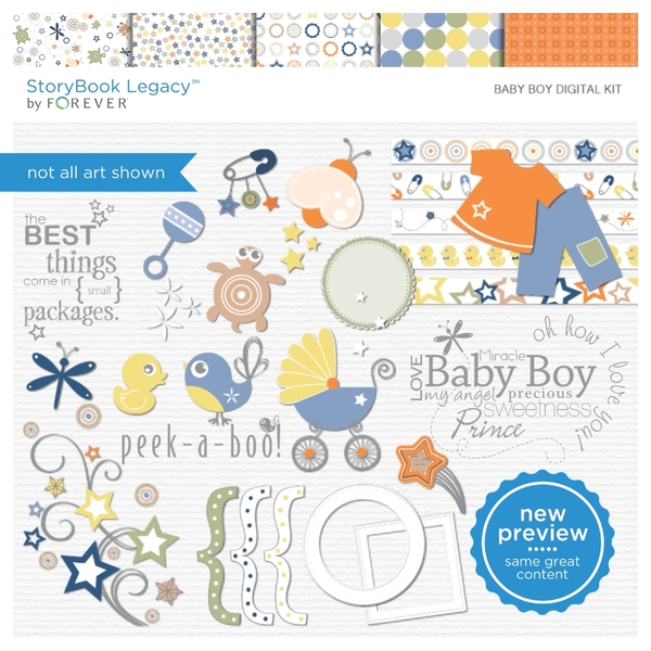 Baby Boy Digital Kit Digital Art - Digital Scrapbooking Kits