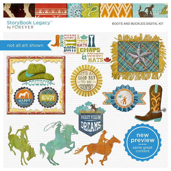Boots And Buckles Digital Kit Digital Art - Digital Scrapbooking Kits