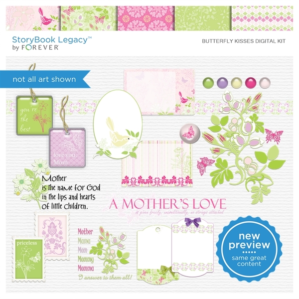 Butterfly Kisses Digital Kit Digital Art - Digital Scrapbooking Kits