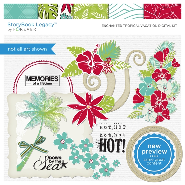 Enchanted Tropical Vacation Digital Kit Digital Art - Digital Scrapbooking Kits