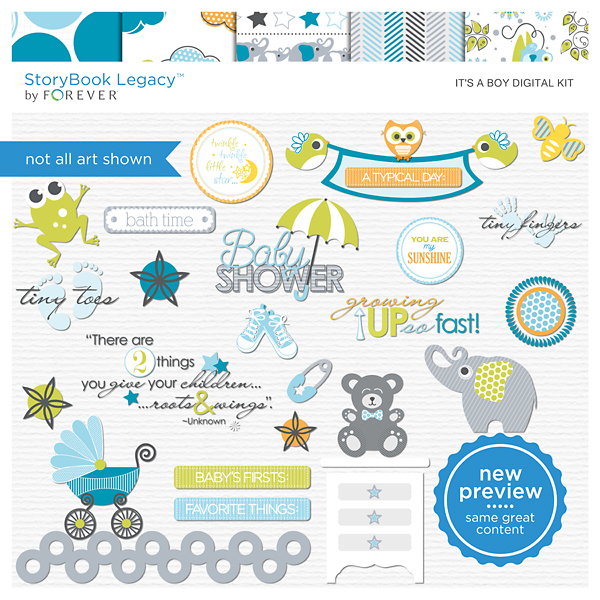 It's A Boy Digital Kit Digital Art - Digital Scrapbooking Kits