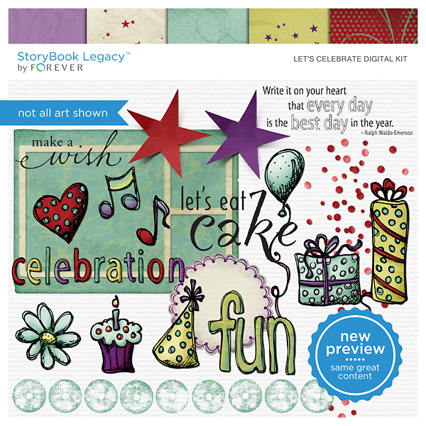 Let's Celebrate Digital Kit Digital Art - Digital Scrapbooking Kits