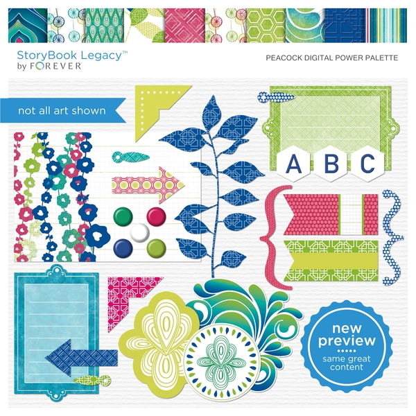 Peacock Digital Power Palette Digital Art - Digital Scrapbooking Kits