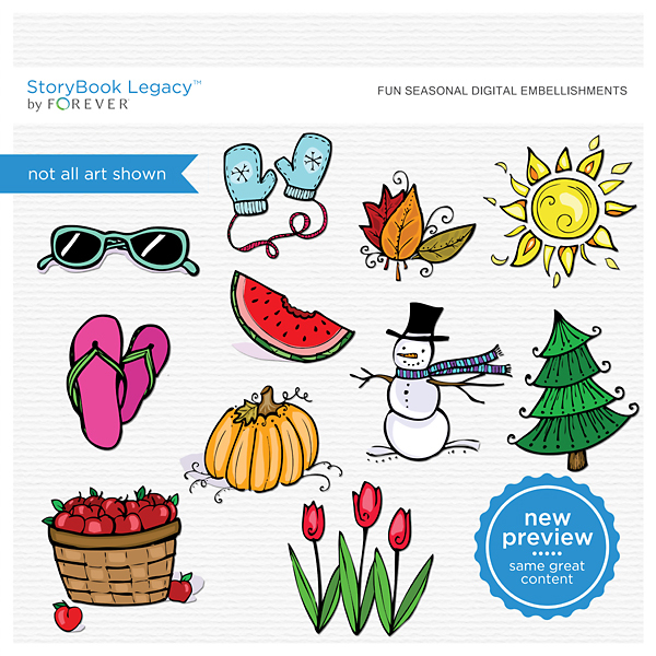 Fun Seasonal Digital Embellishments Digital Art - Digital Scrapbooking Kits