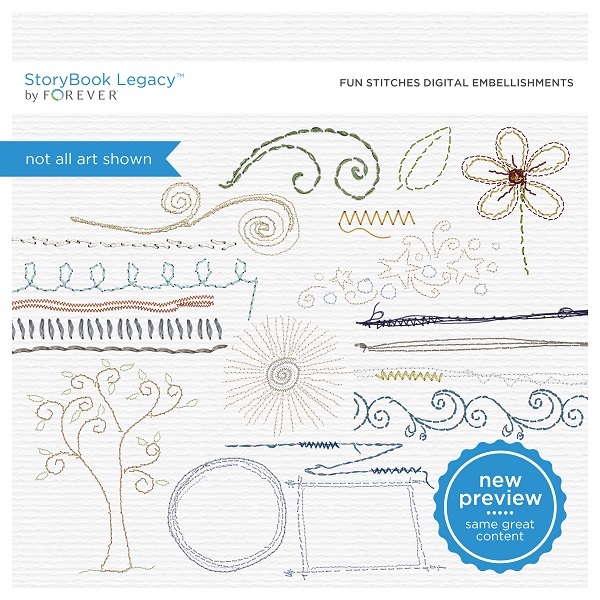 Fun Stitches Digital Embellishments Digital Art - Digital Scrapbooking Kits