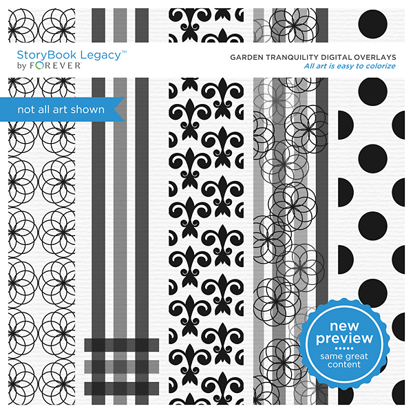 Garden Tranquility Digital Overlays Digital Art - Digital Scrapbooking Kits