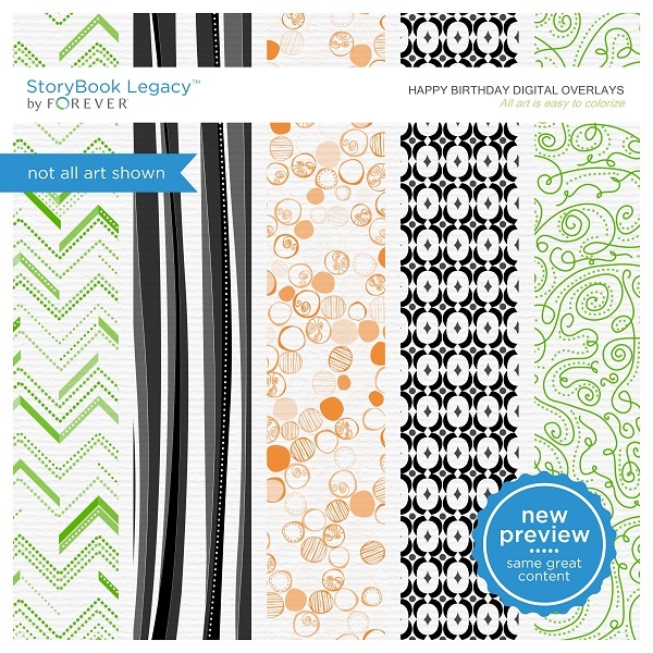 Happy Birthday Digital Overlays Digital Art - Digital Scrapbooking Kits