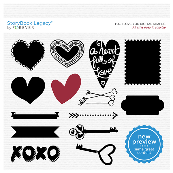 P.S. I Love You Digital Shapes Digital Art - Digital Scrapbooking Kits