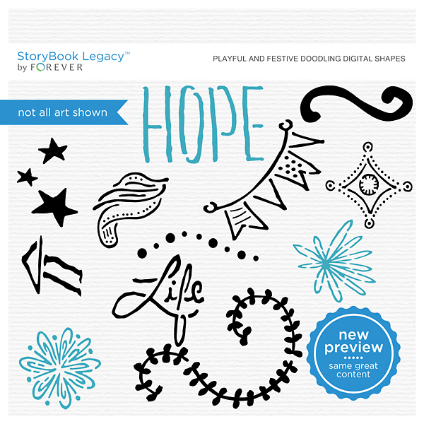 Playful And Festive Doodling Digital Shapes Digital Art - Digital Scrapbooking Kits