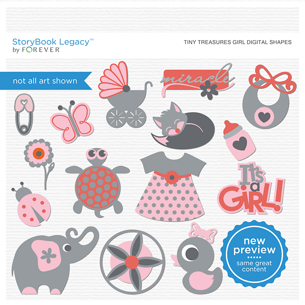 Tiny Treasures Girl Digital Shapes Digital Art - Digital Scrapbooking Kits
