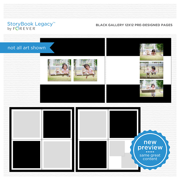 Black Gallery 12x12 Predesigned Pages Digital Art - Digital Scrapbooking Kits