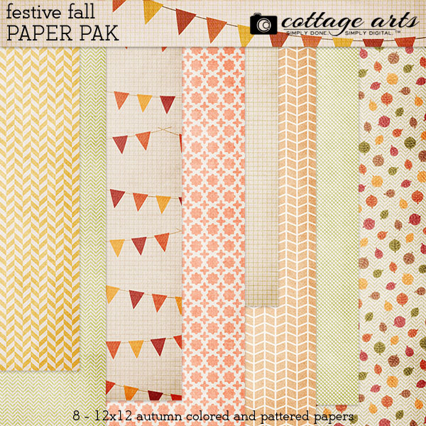 Festive Fall Paper Pak Digital Art - Digital Scrapbooking Kits