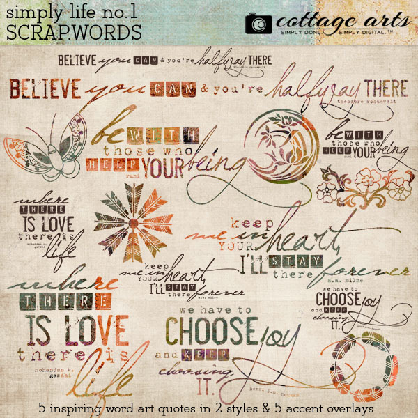 Simply Life 1 Scrap.Words Digital Art - Digital Scrapbooking Kits