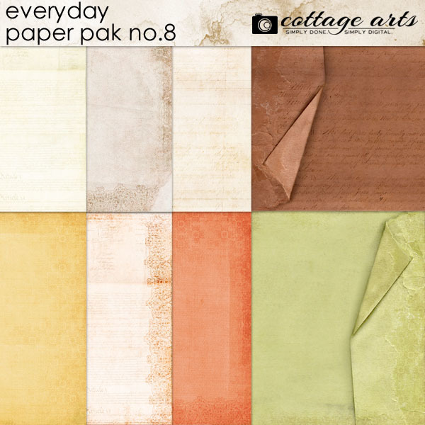 Everyday 8 Paper Pak Digital Art - Digital Scrapbooking Kits