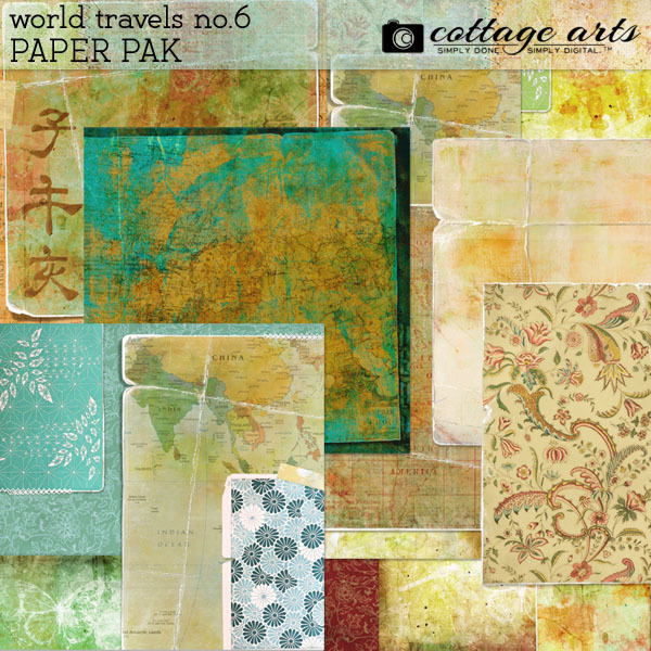 World Travels 6 Paper Pak Digital Art - Digital Scrapbooking Kits