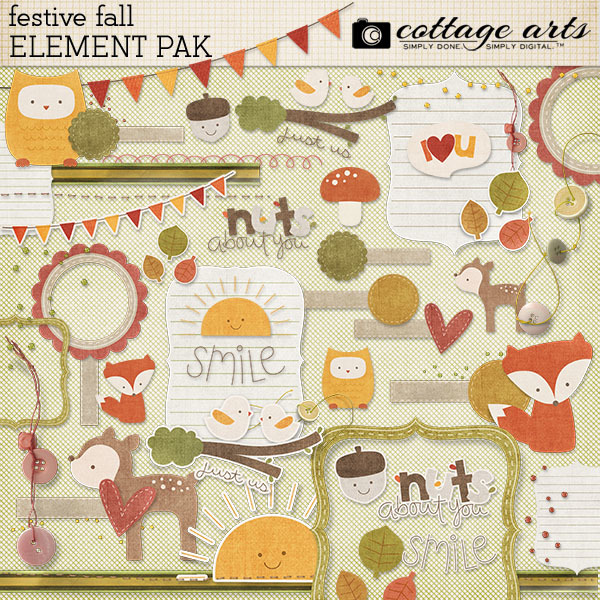 Festive Fall Elements Digital Art - Digital Scrapbooking Kits