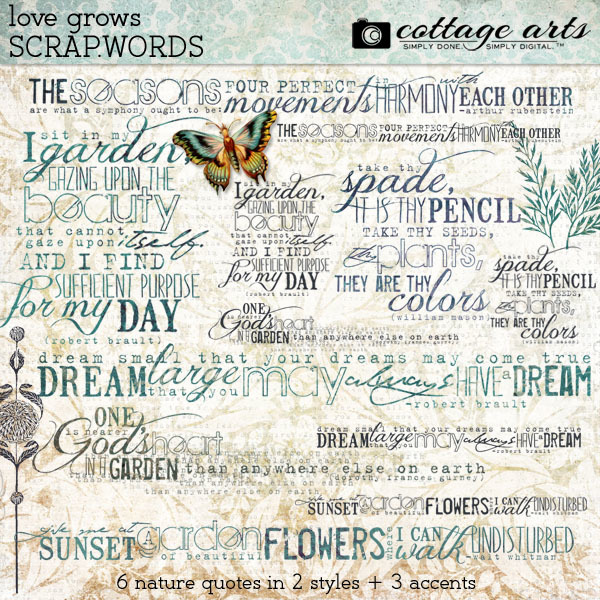 Love Grows Scrap.Words Digital Art - Digital Scrapbooking Kits