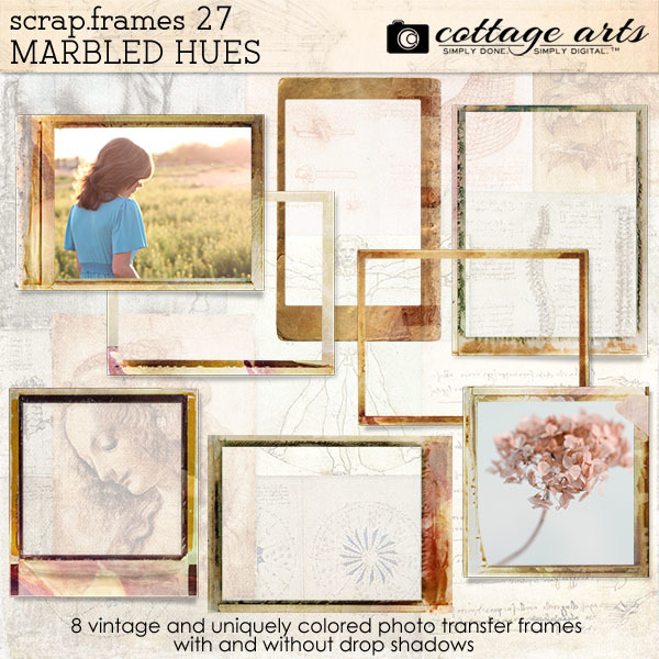 Scrap.frames 27 - Marbled Hues Digital Art - Digital Scrapbooking Kits