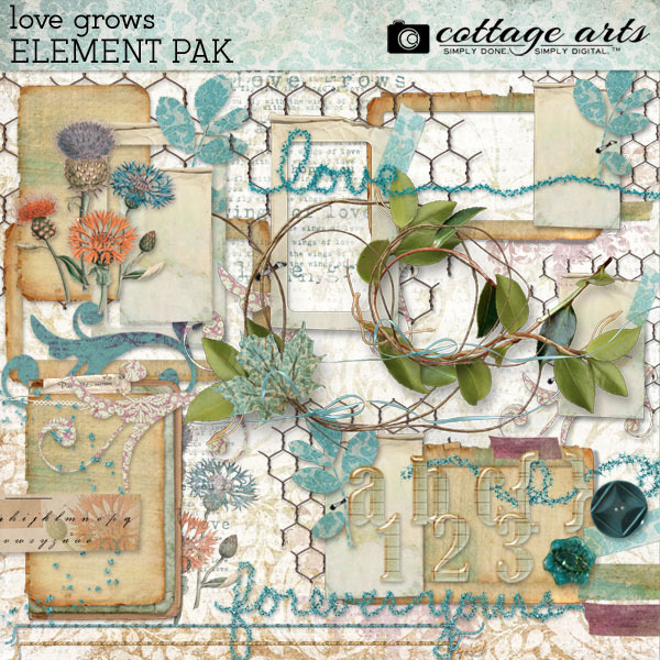 Nature's Sketchbook Love Grows Elements Digital Art - Digital Scrapbooking Kits