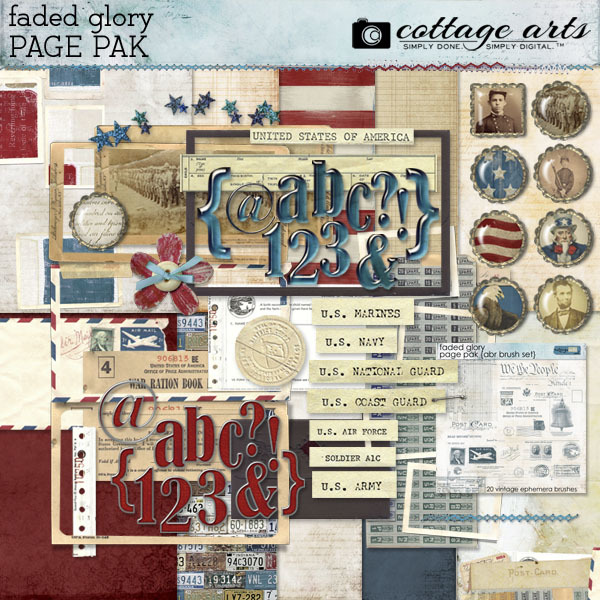 Faded Glory Page Pak  Digital Art - Digital Scrapbooking Kits