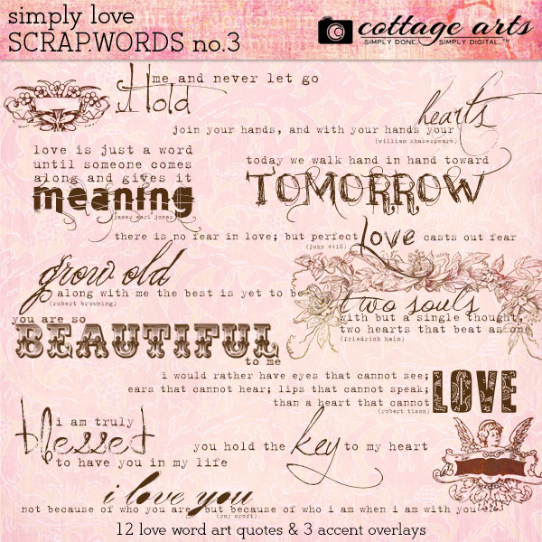 Simply Love 3 Scrap.Words Digital Art - Digital Scrapbooking Kits