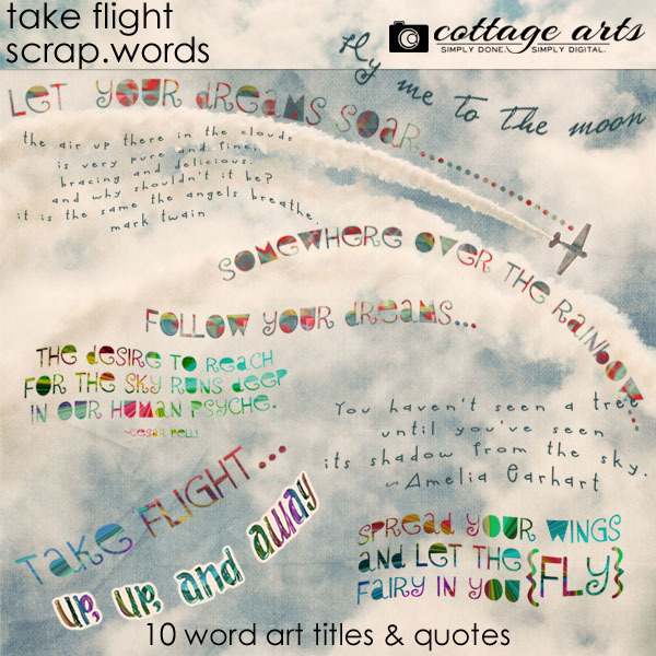 Take Flight Scrap.Words Digital Art - Digital Scrapbooking Kits