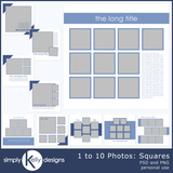 1 To 10 Photo 12x12 Templates - Squares