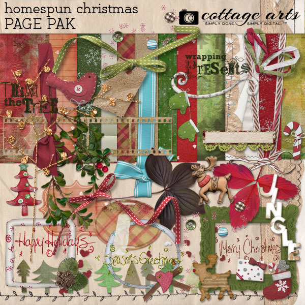 Homespun Christmas Page Pak Digital Art - Digital Scrapbooking Kits