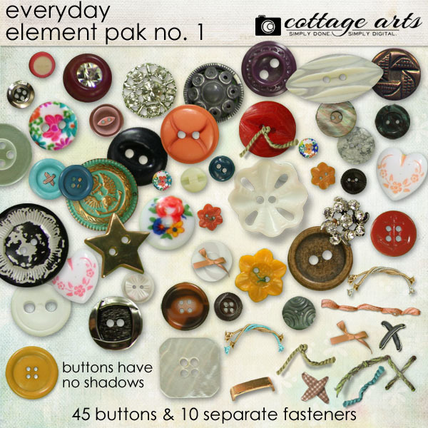 Everyday Element Pak 1 - Buttons Digital Art - Digital Scrapbooking Kits