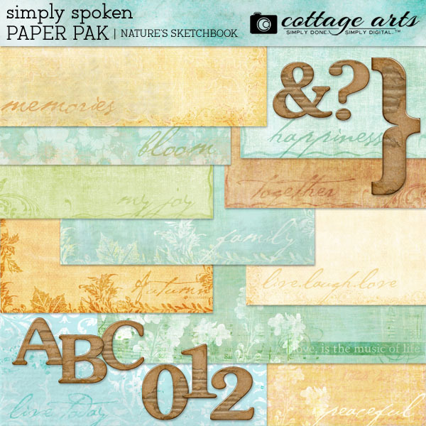 Nature's Sketchbook Paper Pak 4 - Simply Spoken Digital Art - Digital Scrapbooking Kits