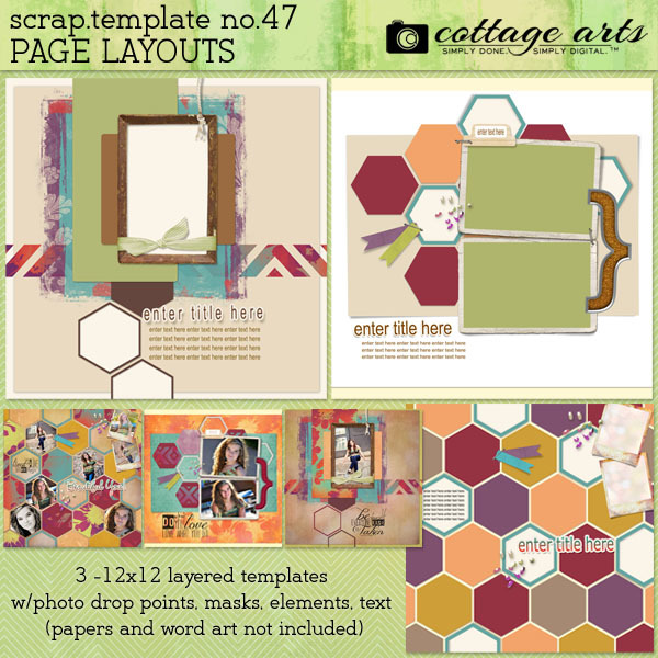 12 X 12 Scrap Templates 47 - Page Layouts Digital Art - Digital Scrapbooking Kits