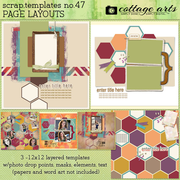 12 X 12 Scrap Templates 47 - Page Layouts Digital Art - Digital Scrapbooking Kits