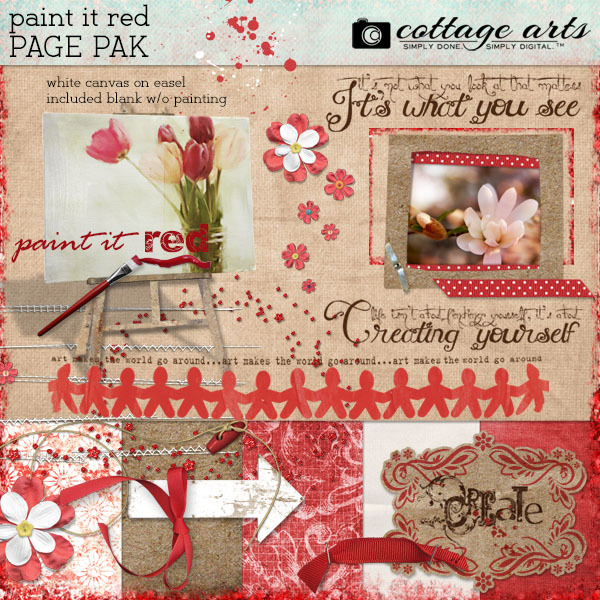 Paint It Red Page Pak Digital Art - Digital Scrapbooking Kits