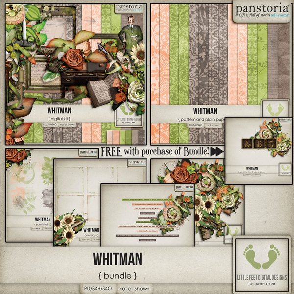 Whitman Bundle Digital Art - Digital Scrapbooking Kits