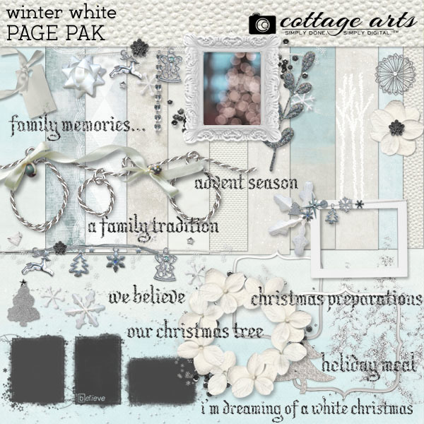 Winter White Page Pak Digital Art - Digital Scrapbooking Kits