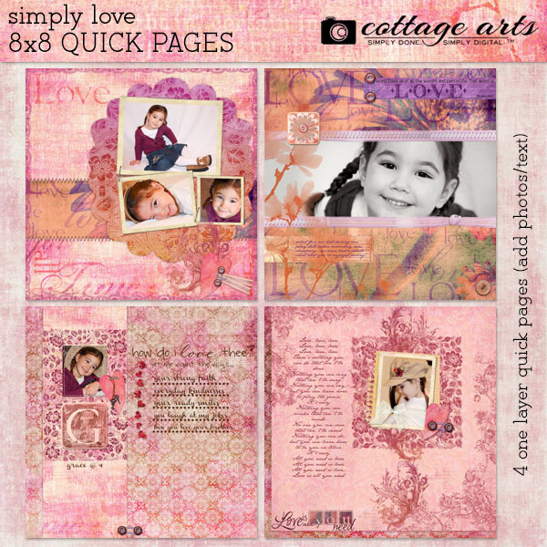 Simply Love 8x8 Quick Page Pak Digital Art - Digital Scrapbooking Kits