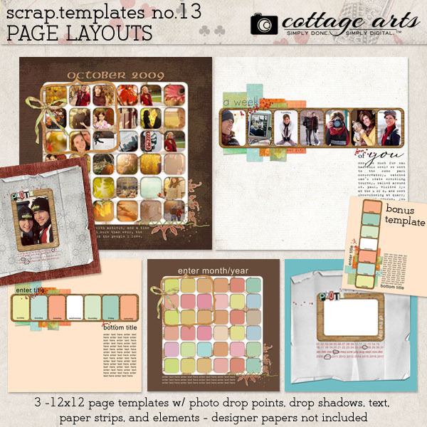 12 X 12 Scrap Templates 13 - Page Layouts Digital Art - Digital Scrapbooking Kits
