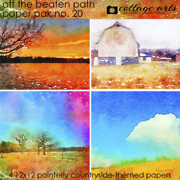 Off The Beaten Path 20 Paper Pak Digital Art - Digital Scrapbooking Kits