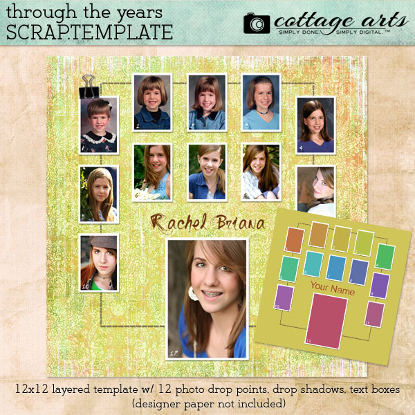 Through the Years Scrap.Template Digital Art - Digital Scrapbooking Kits