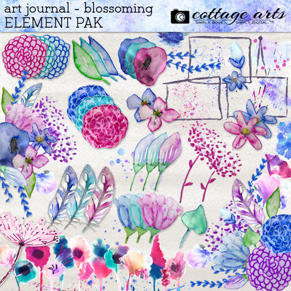 Art Journal - Blossoming Element Pak Digital Art - Digital Scrapbooking Kits