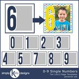 0 - 9 Single Numbers 12x12 Templates