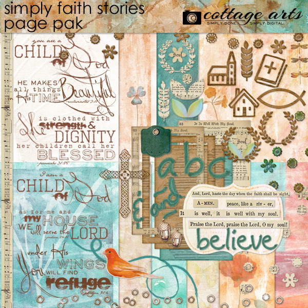 Simply Faith Stories Page Pak Digital Art - Digital Scrapbooking Kits