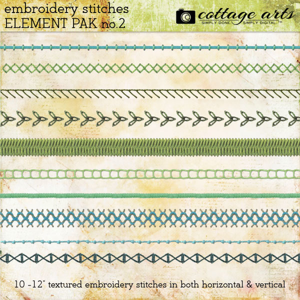 Embroidery Stitches 2 Digital Art - Digital Scrapbooking Kits